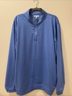 Peter Millar Light Blue Zip-Neck Performance Sweater